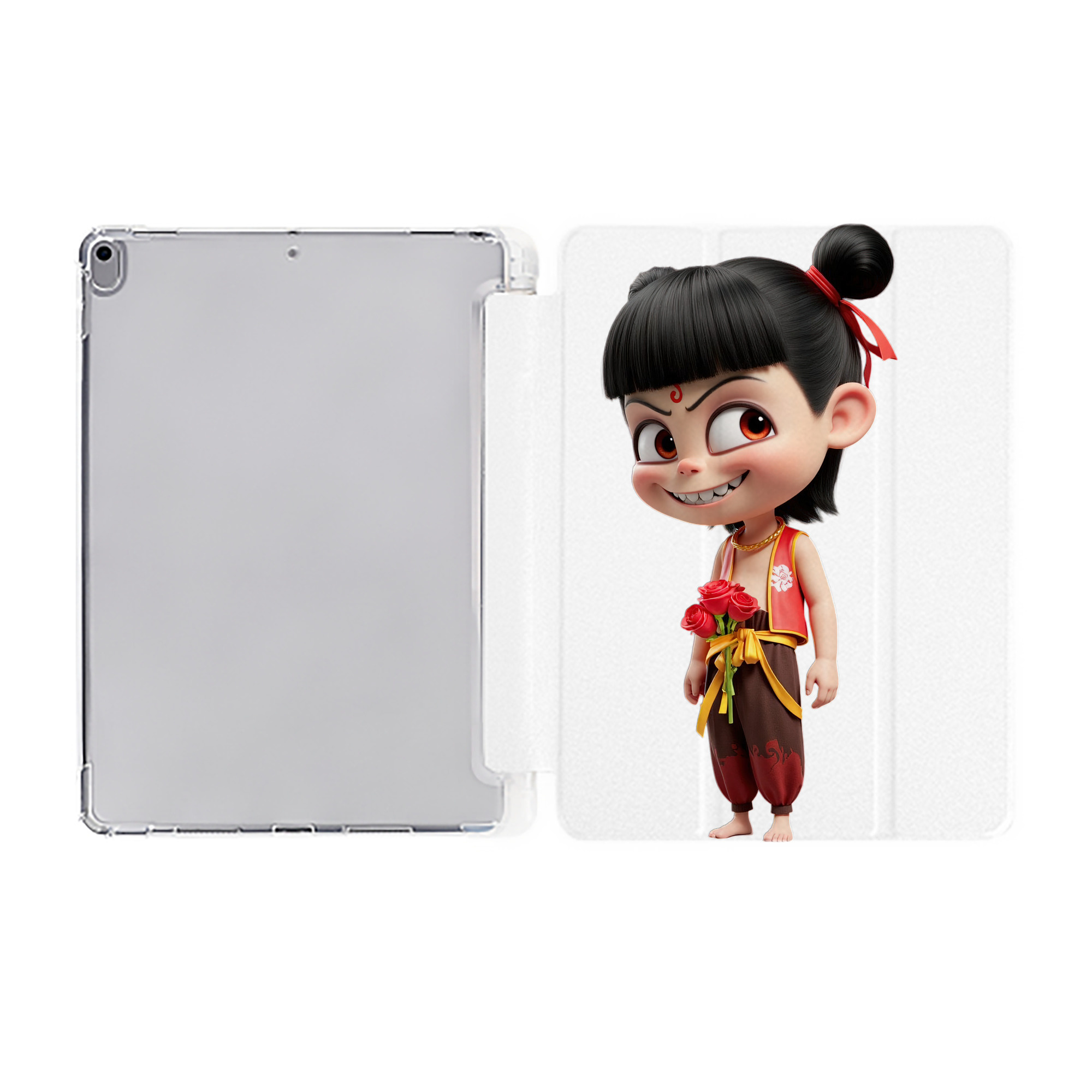 （画像用） Ne Zha 2 ナタ 魔童の大暴れ IPad ケース ペン収納付き 三つ折りスタンド PUレザー×シリコン 対応機種9.5/10.5/10.9インチ